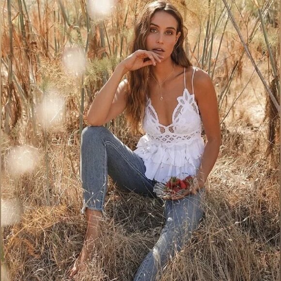 Free People White Adella Cami Bralette Tank FP One Intimately NWT Camisole - Picture 4 of 8